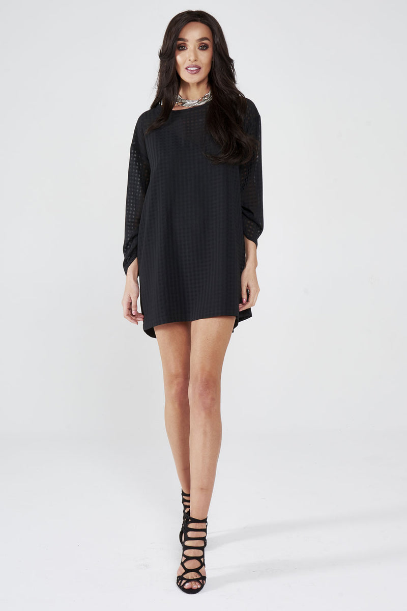 Black Chiffon Shirt Dress
