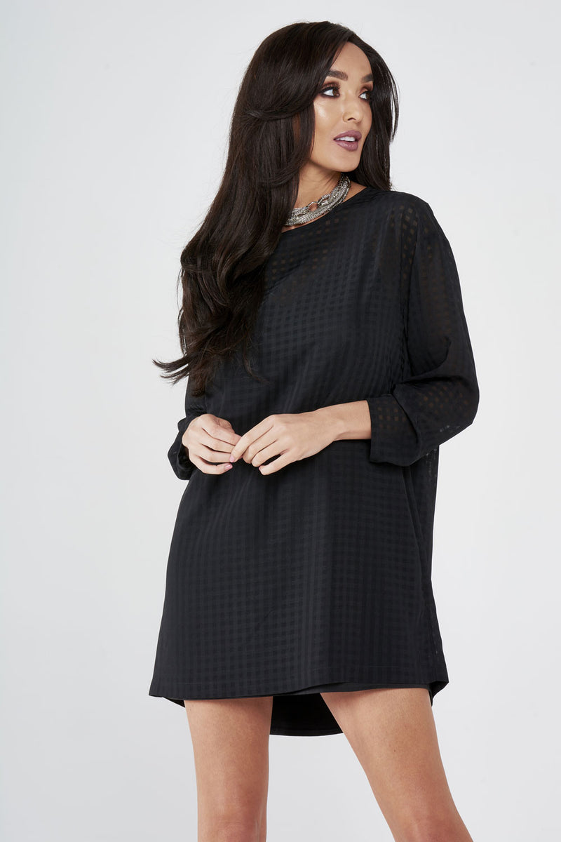 Black Chiffon Shirt Dress