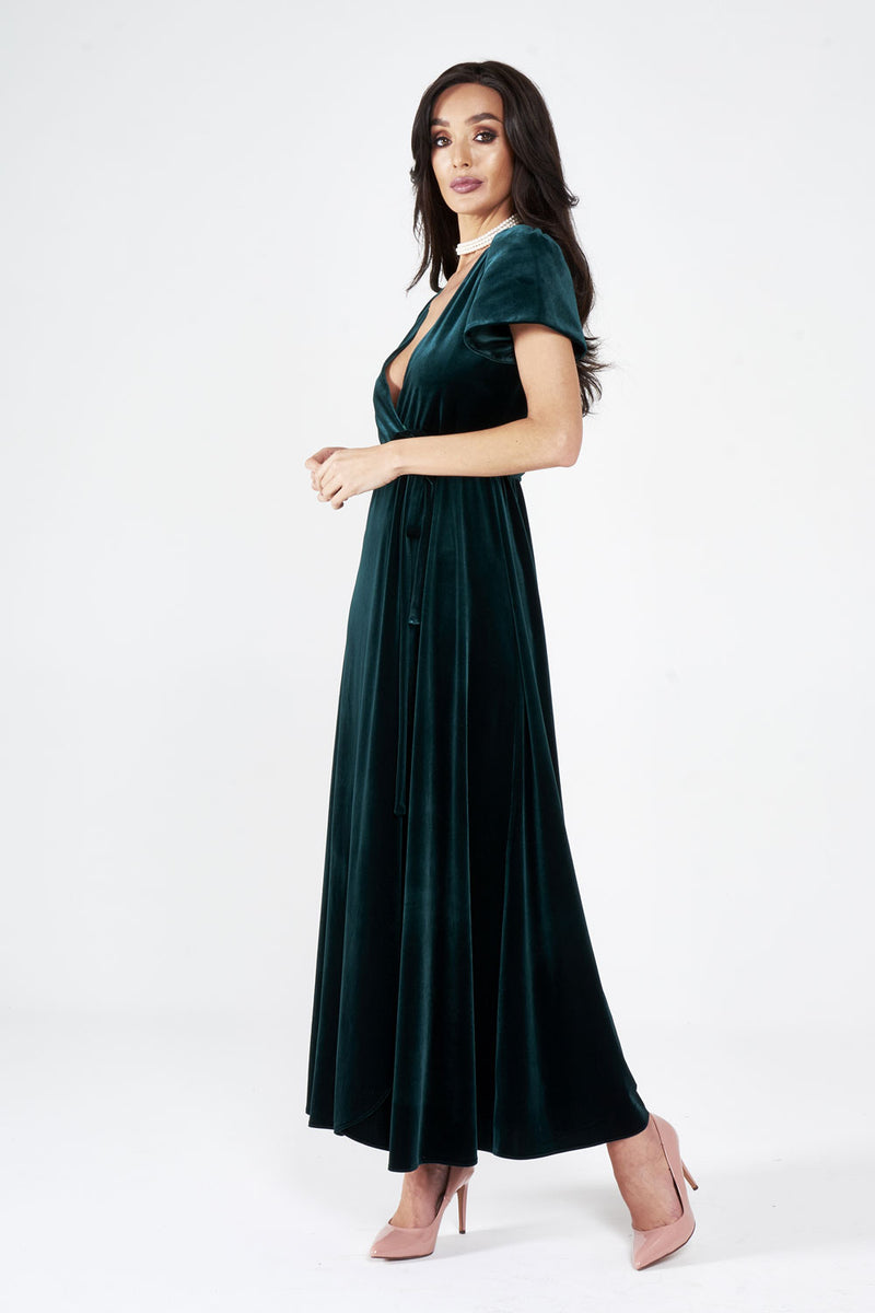 Green Velour Maxi Dress