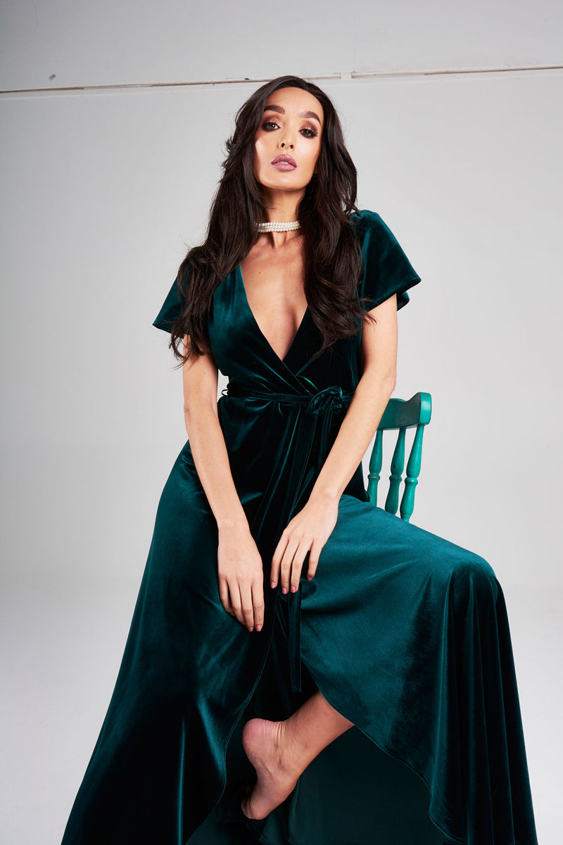 Green Velour Maxi Dress