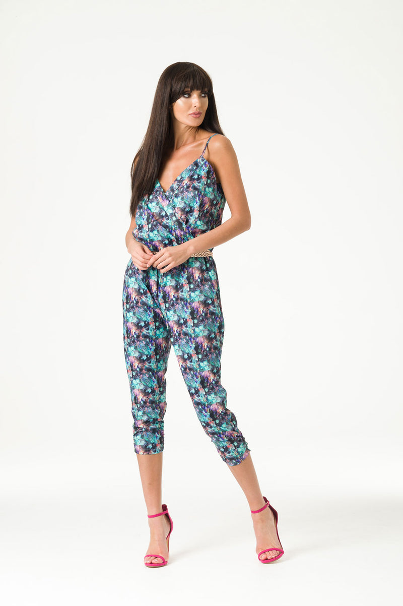 Printed Cross Over Jumpsuit