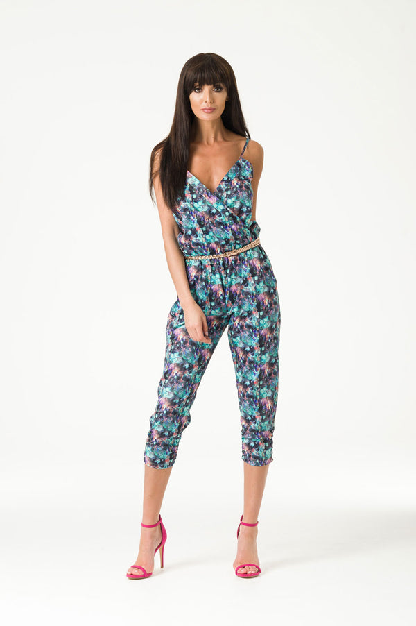 Printed Cross Over Jumpsuit